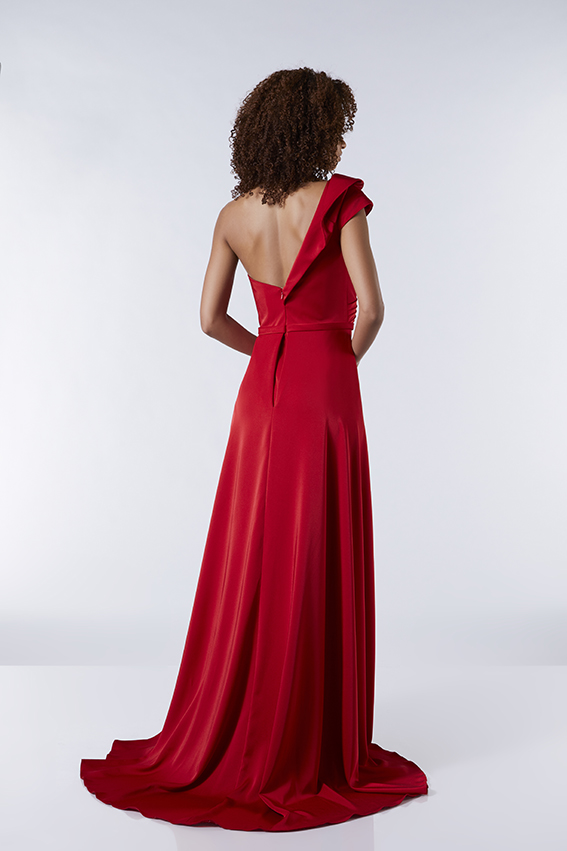 HALF PRICE - Satin one shoulder evening/prom dress with train over ...